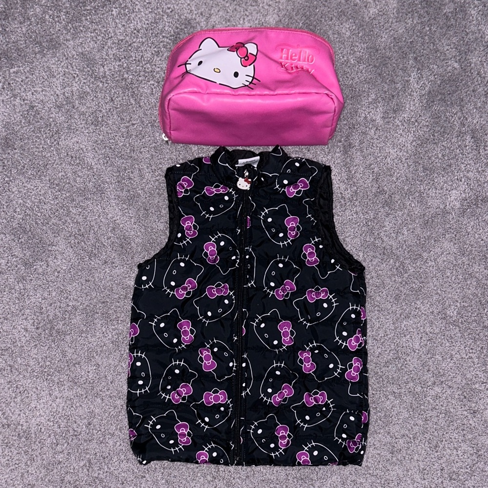Hello Kitty Kids’ Puffer Vest Coat & Bag